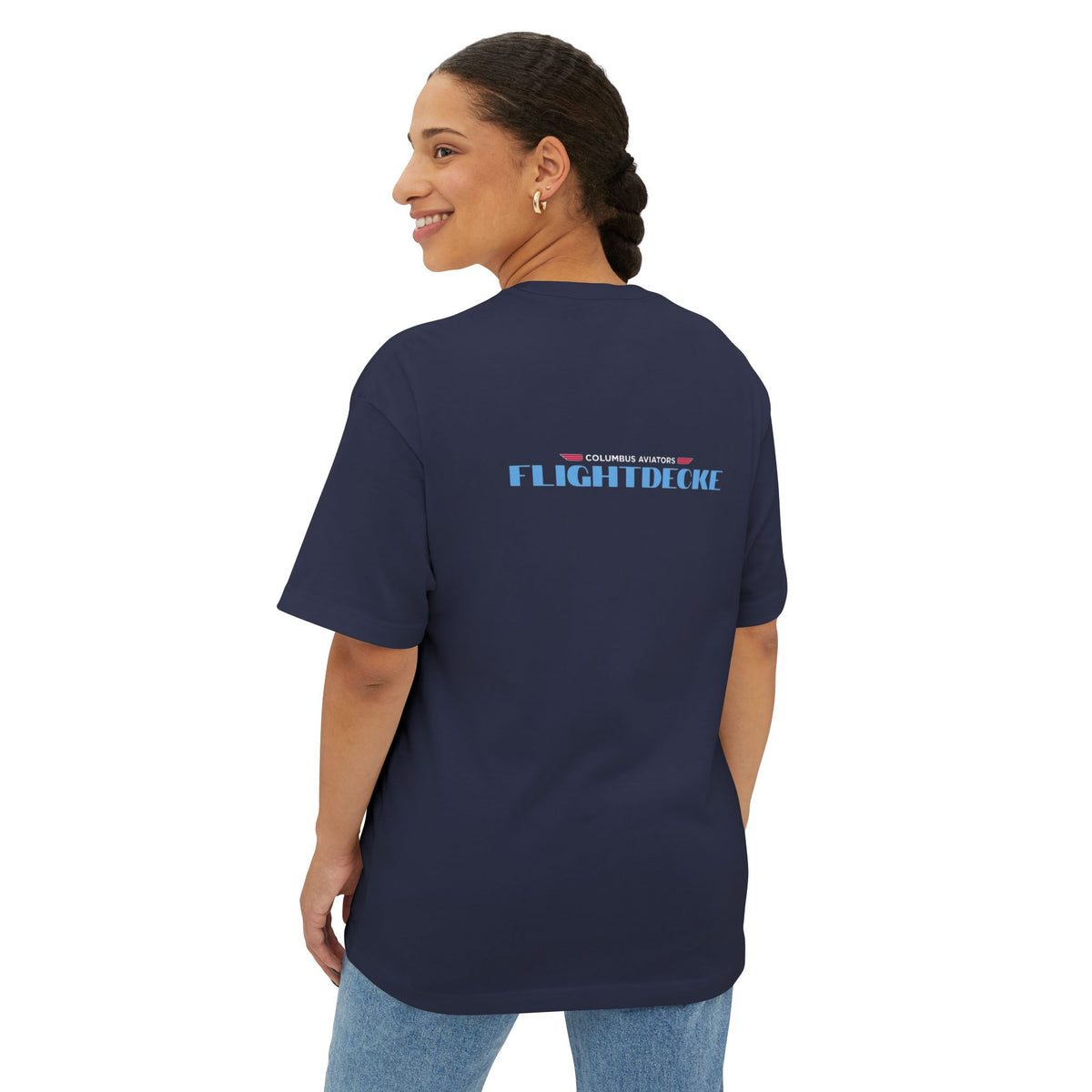 Navy Flightdecke Oversized Boxy Tee — back product view
