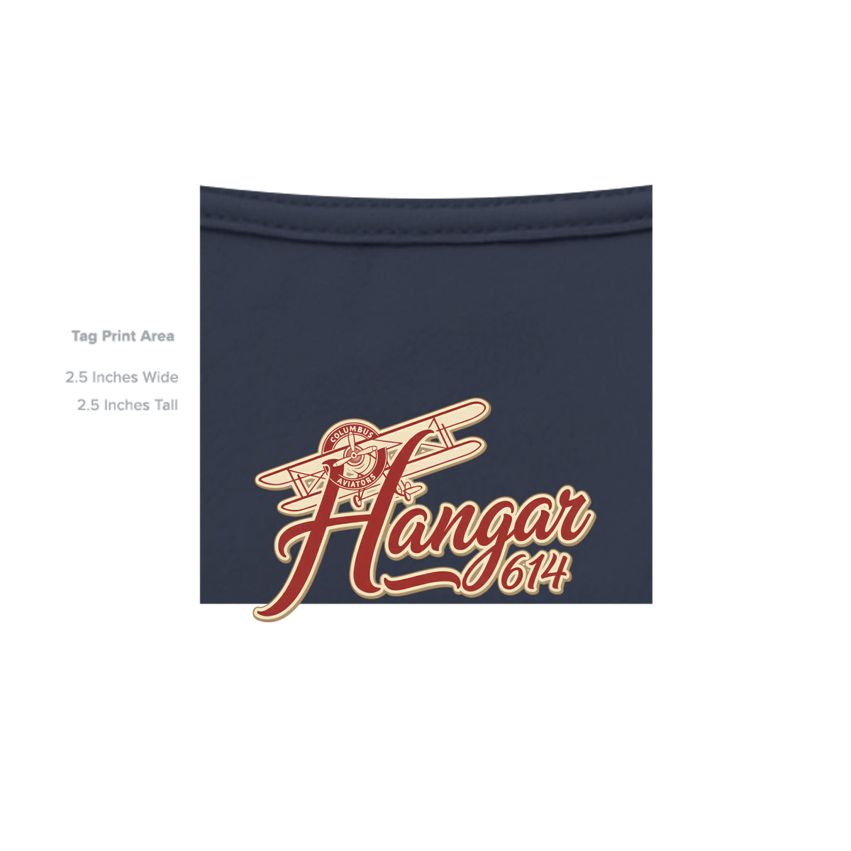 Inside neck print of navy I Was There T-shirt