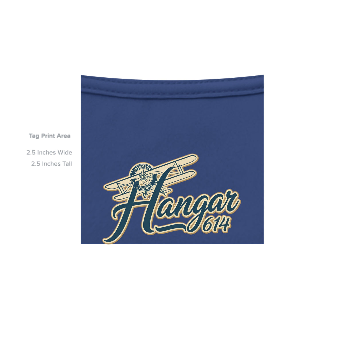 Inside neck label of No. 64 Tackle Eligible football T-shirt