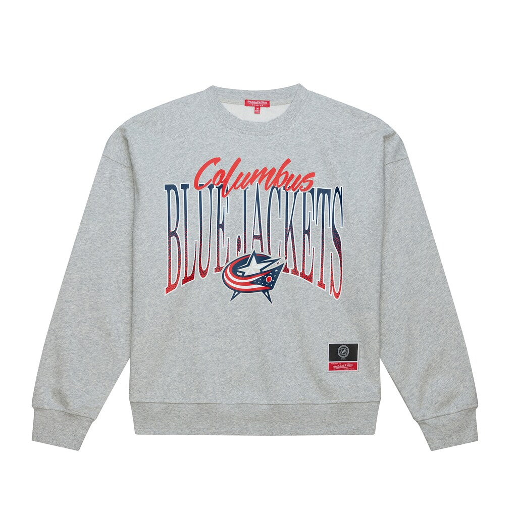 Columbus Blue Jackets Mitchell & Ness Women's Hockey Night Sweatshirt - Heather Gray Mitchell & Ness