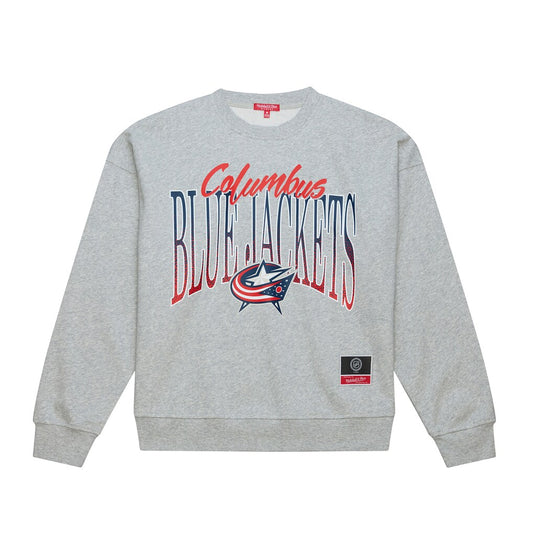 Columbus Blue Jackets Mitchell & Ness Women's Hockey Night Sweatshirt - Heather Gray Mitchell & Ness