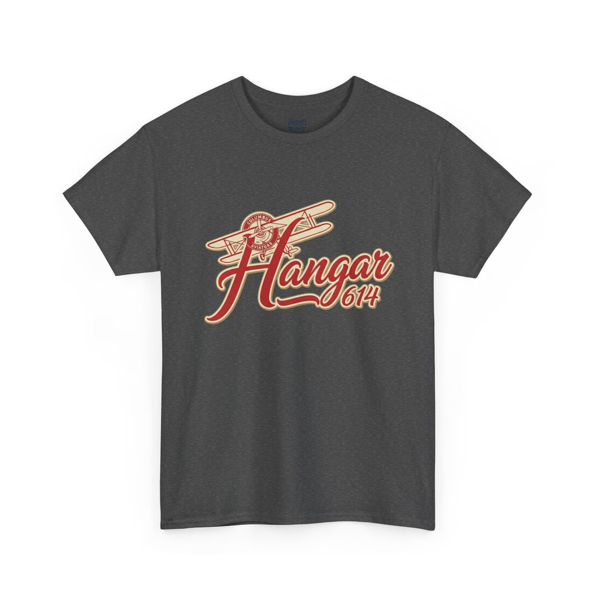 Dark heather Vintage Flight Crew T-shirt shown from the front