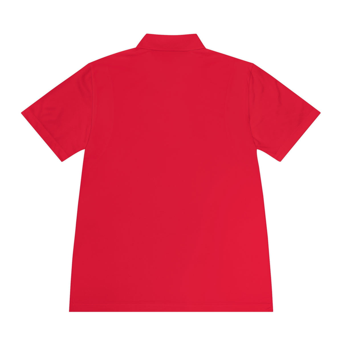 Back of true red Hangar 614 men's performance polo