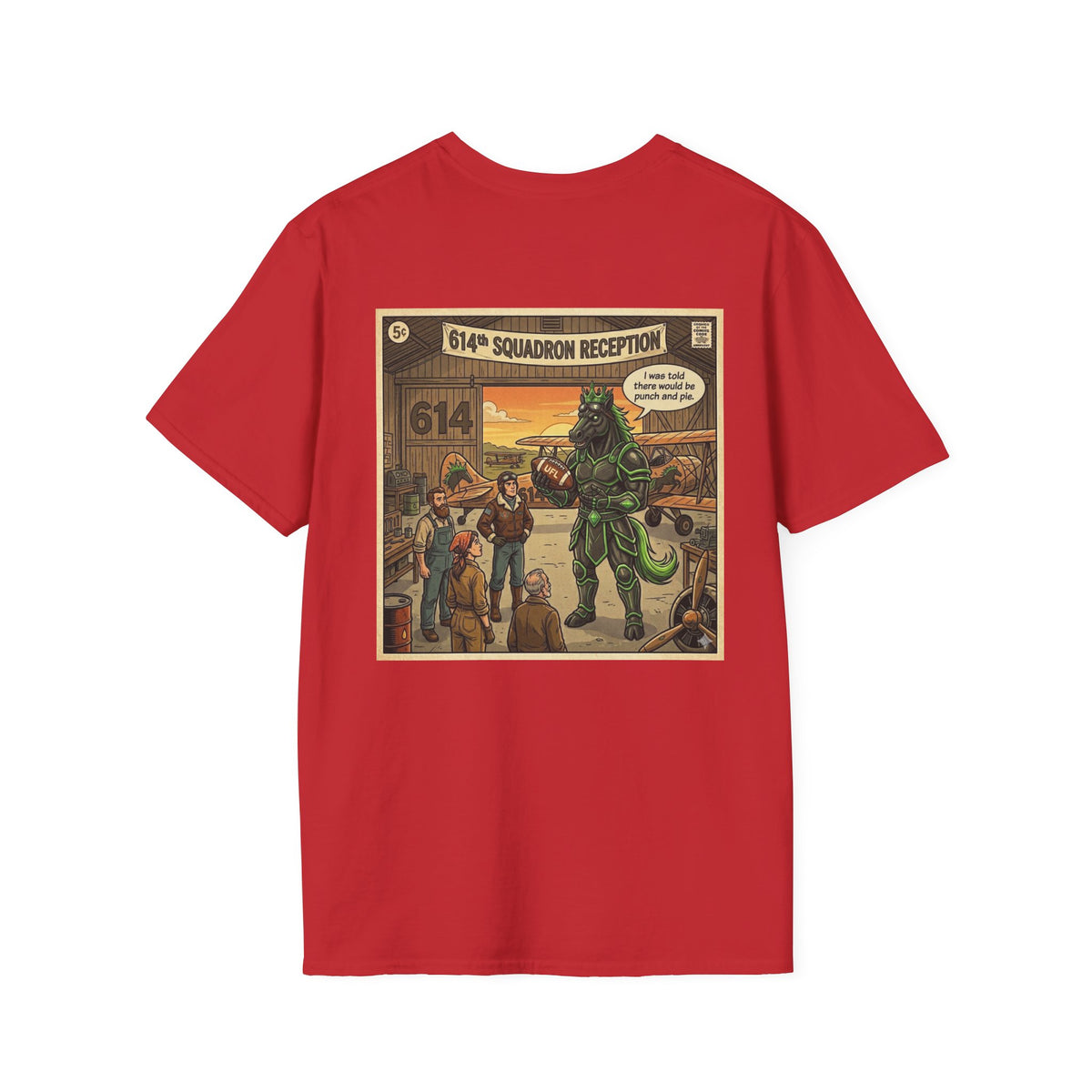 Red Hangar 614 x 502 Kingdom Punch & Pie Tee — front model view