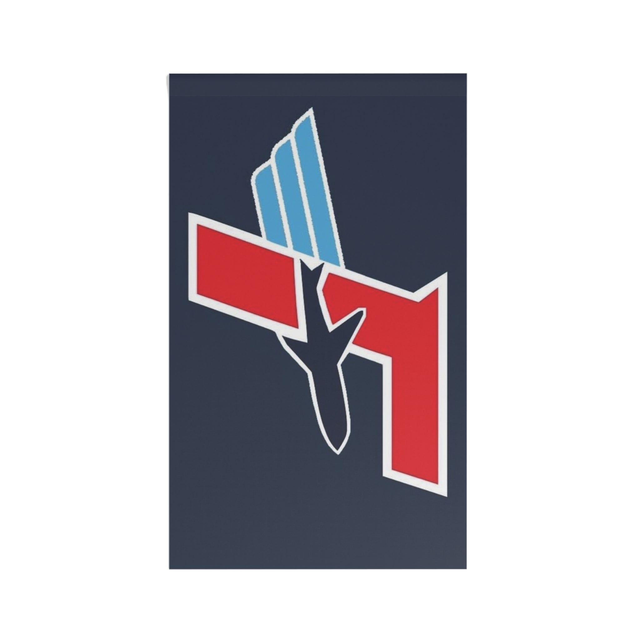 Aviation House Banner — Red & Blue Plane Emblem Outdoor Flag Printify