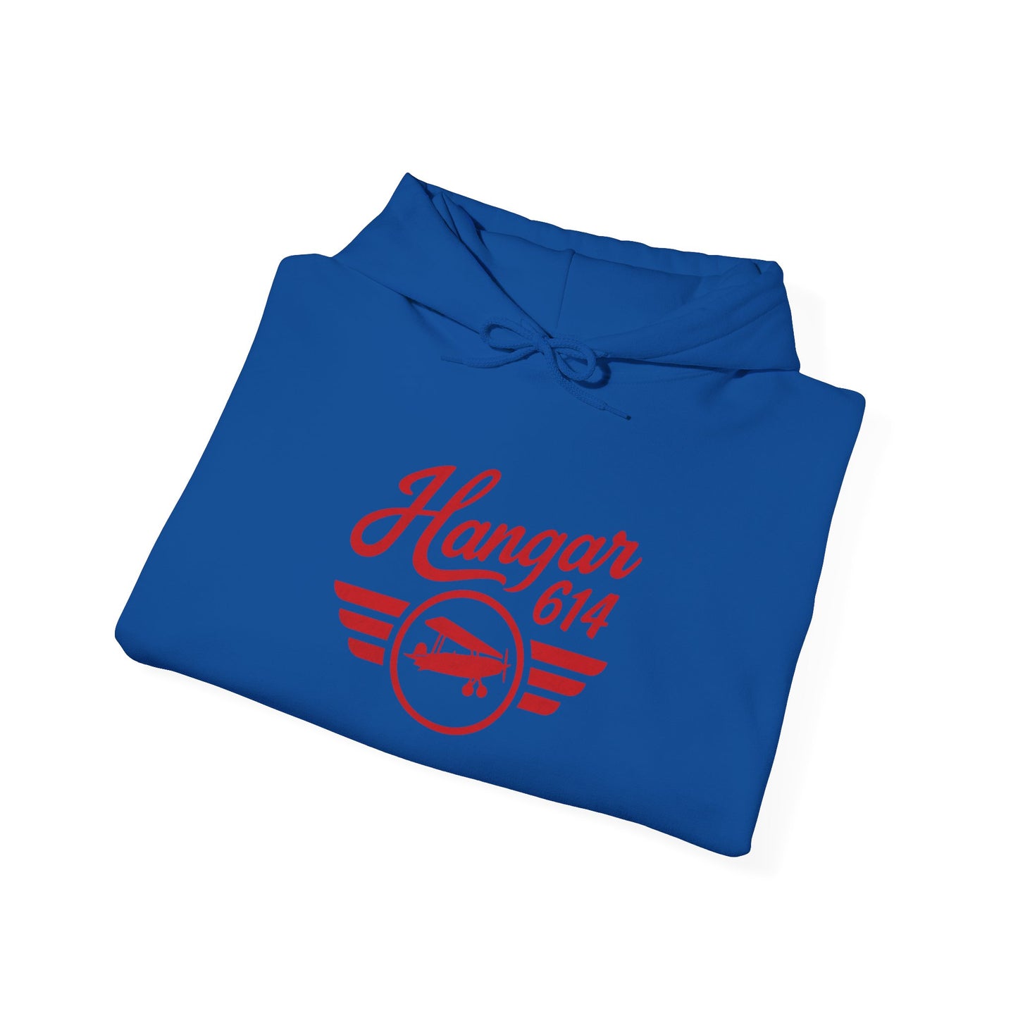 Folded royal Flight Crew Hoodie showing front artwork