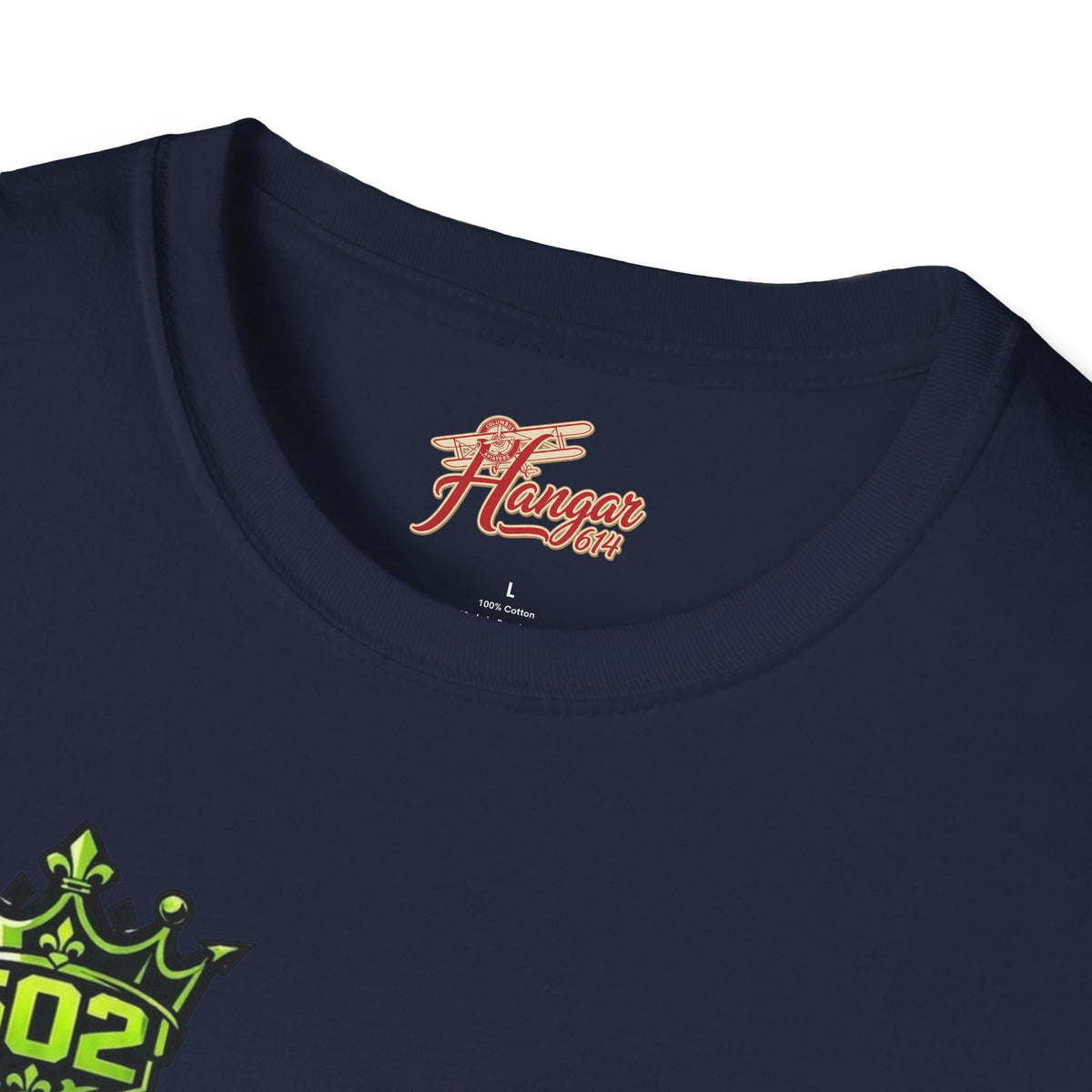 Navy Hangar 614 x 502 Kingdom Comic Tee — back model view