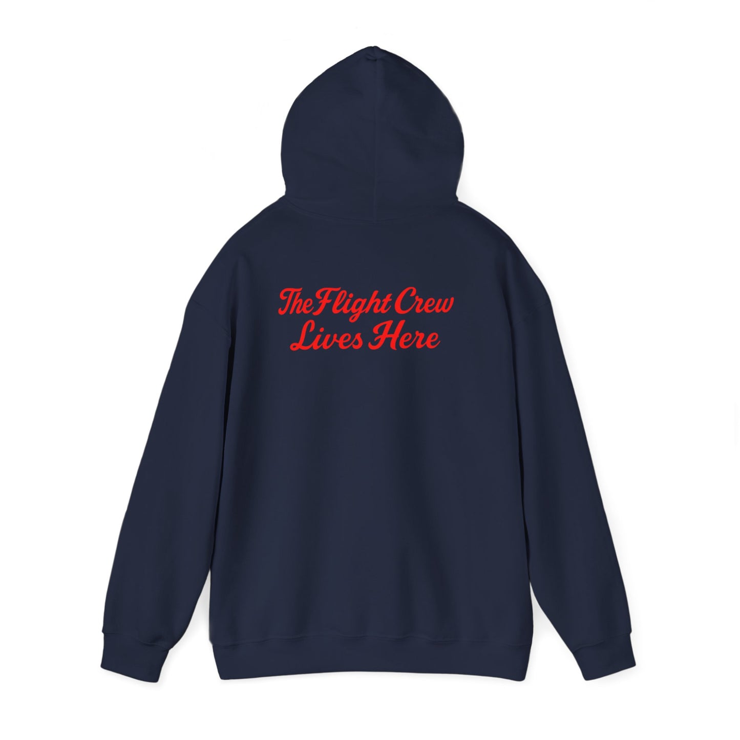 Navy Flight Crew Hoodie shown from the back