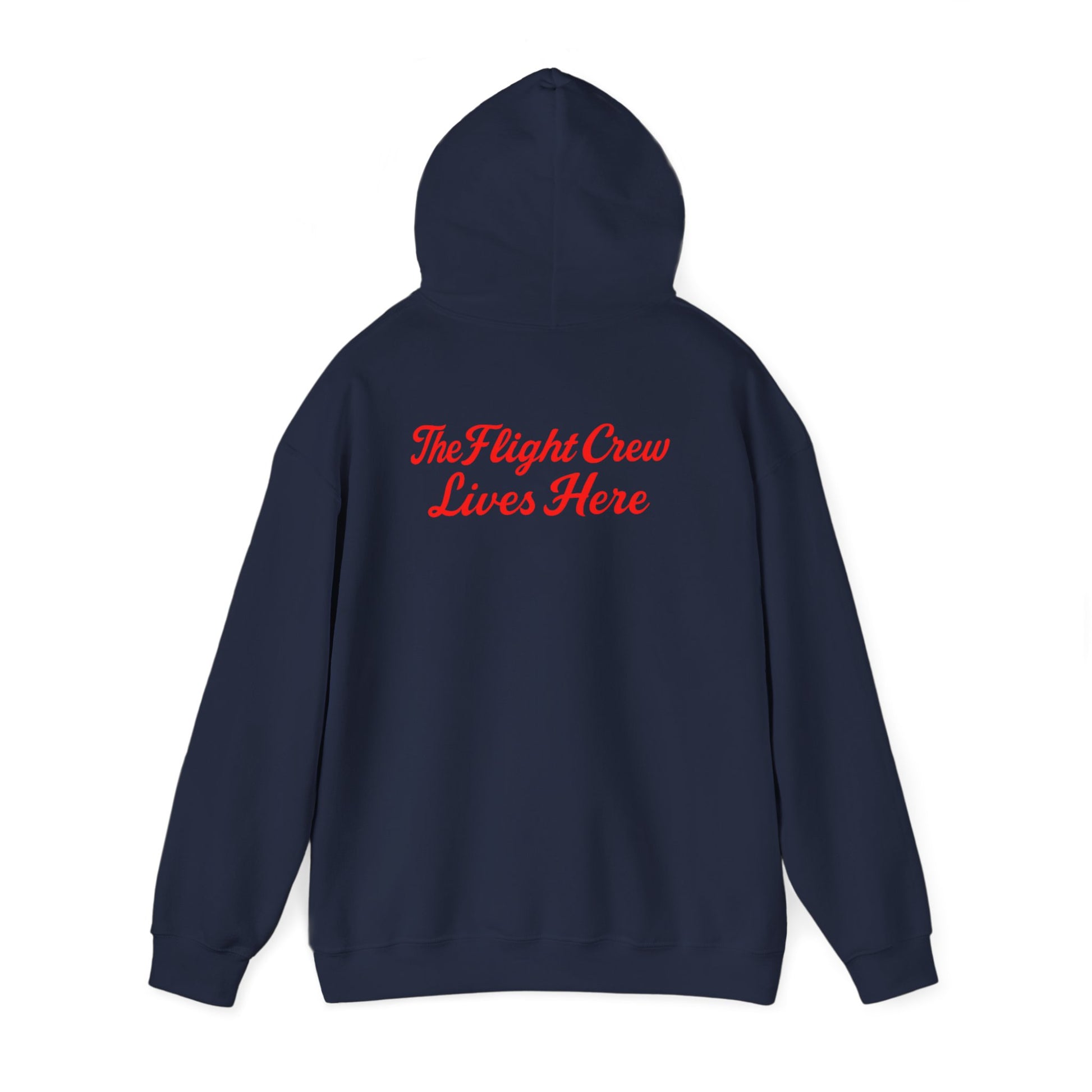 Navy Flight Crew Hoodie shown from the back