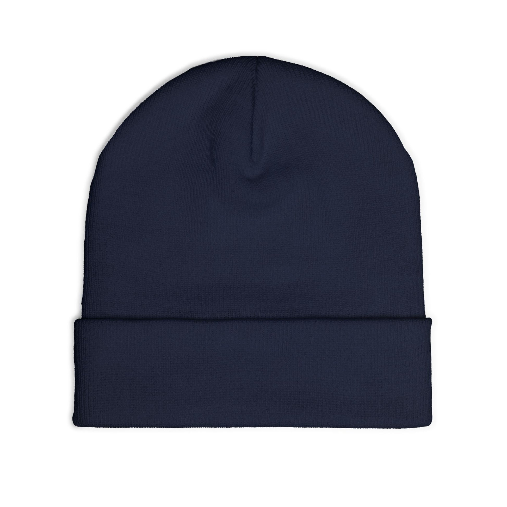 Back view of dark navy Flightdecke knit beanie