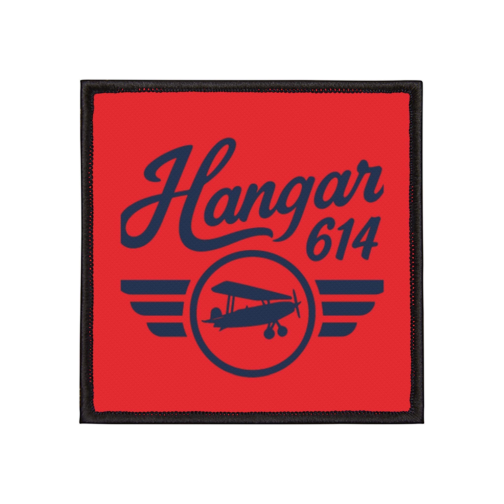 Hangar 614 Iron-On Patch — Vintage Airplane Emblem