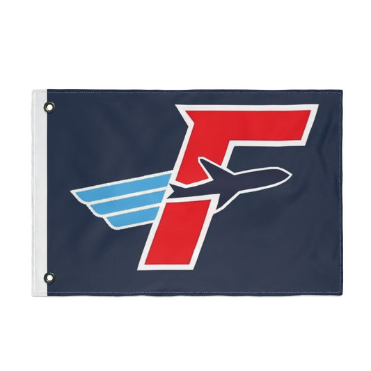 Front side of navy Flightdecke Logo Flag with winged emblem