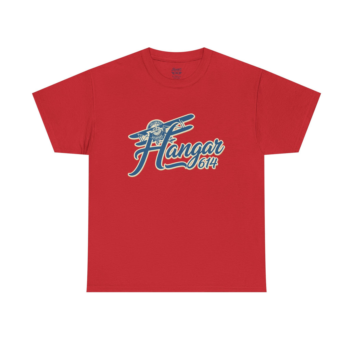 Front of red Vintage Flight Crew aviation T-shirt