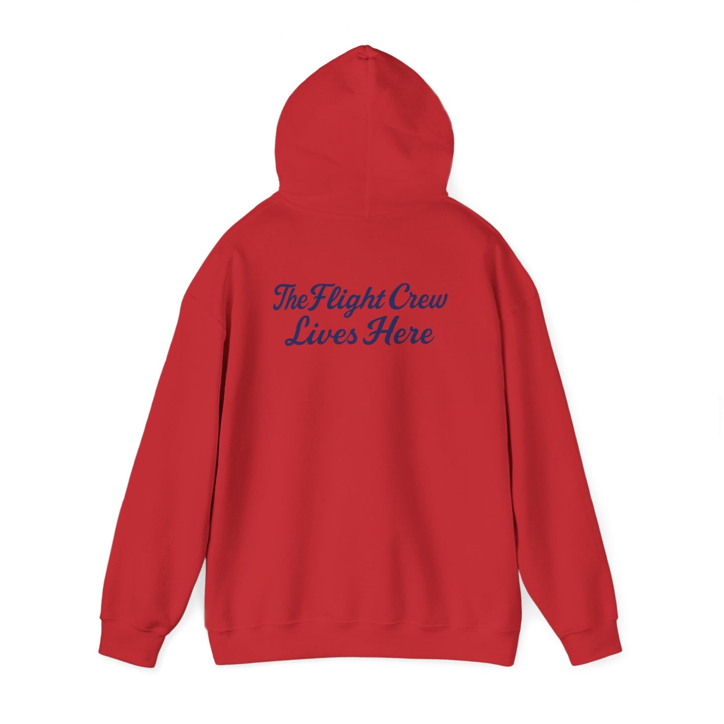 Red Flight Crew Hoodie shown from the back