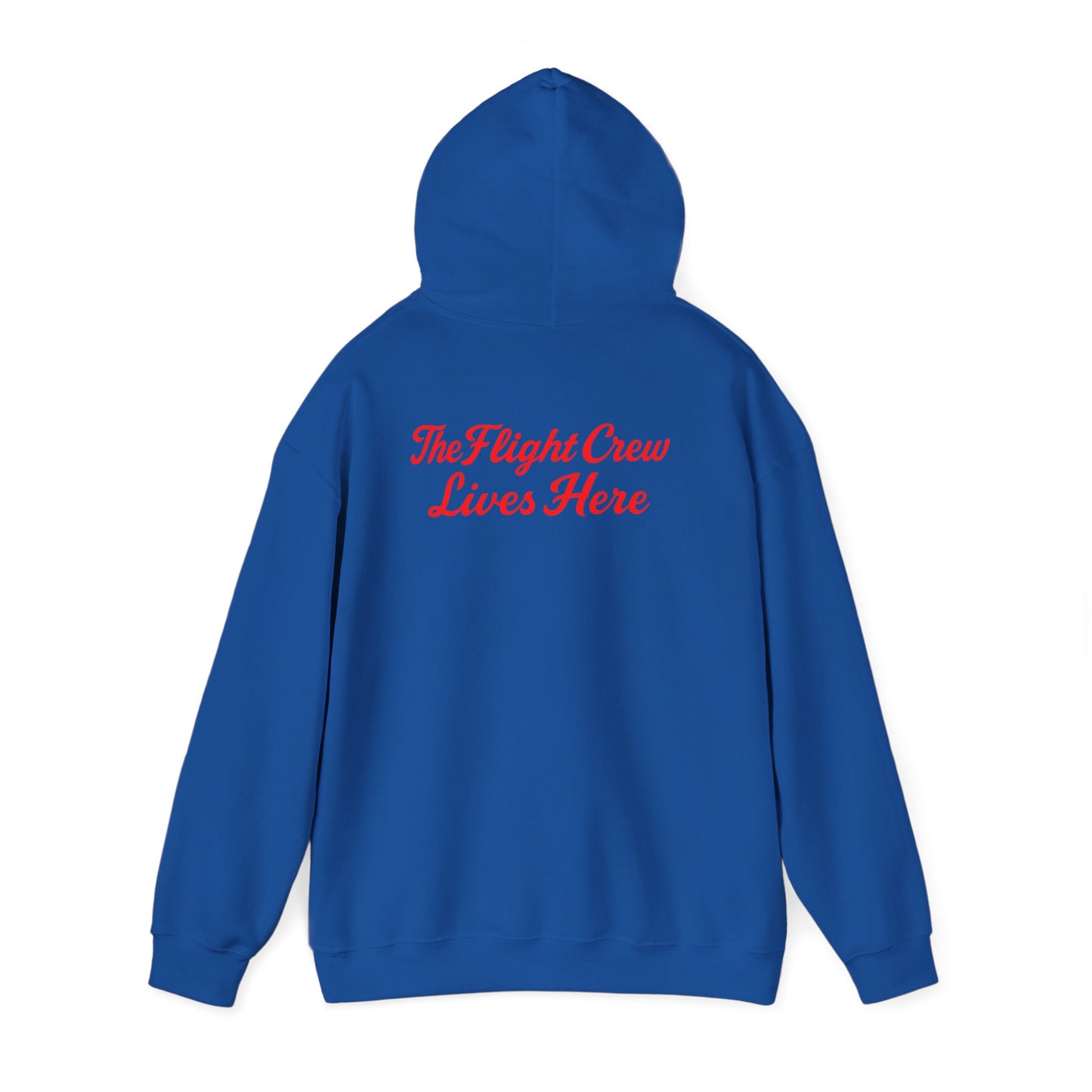 Royal Flight Crew Hoodie shown from the back