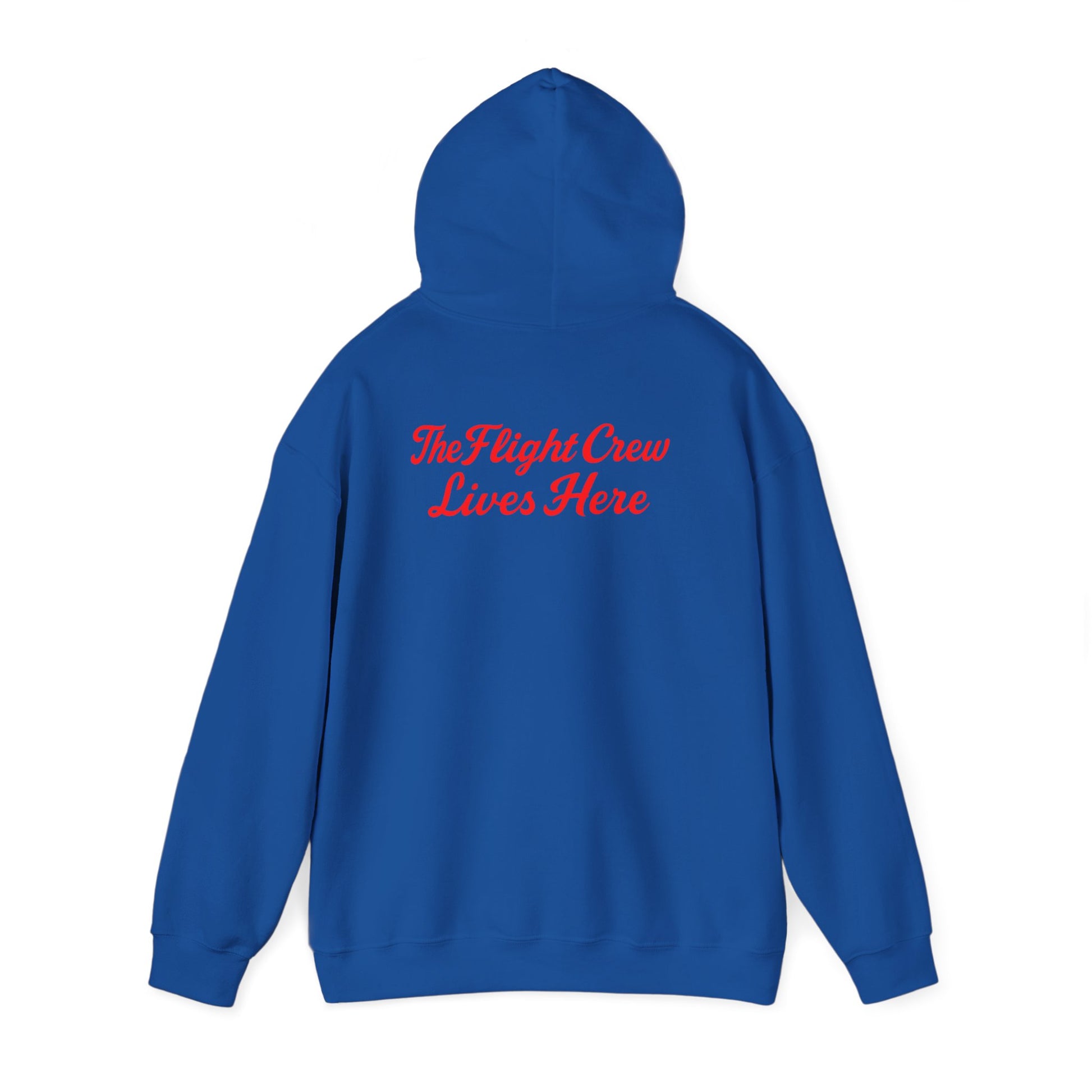 Royal Flight Crew Hoodie shown from the back