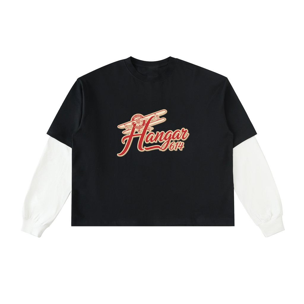 Layered Contrast Sleeve Cotton T-Shirt