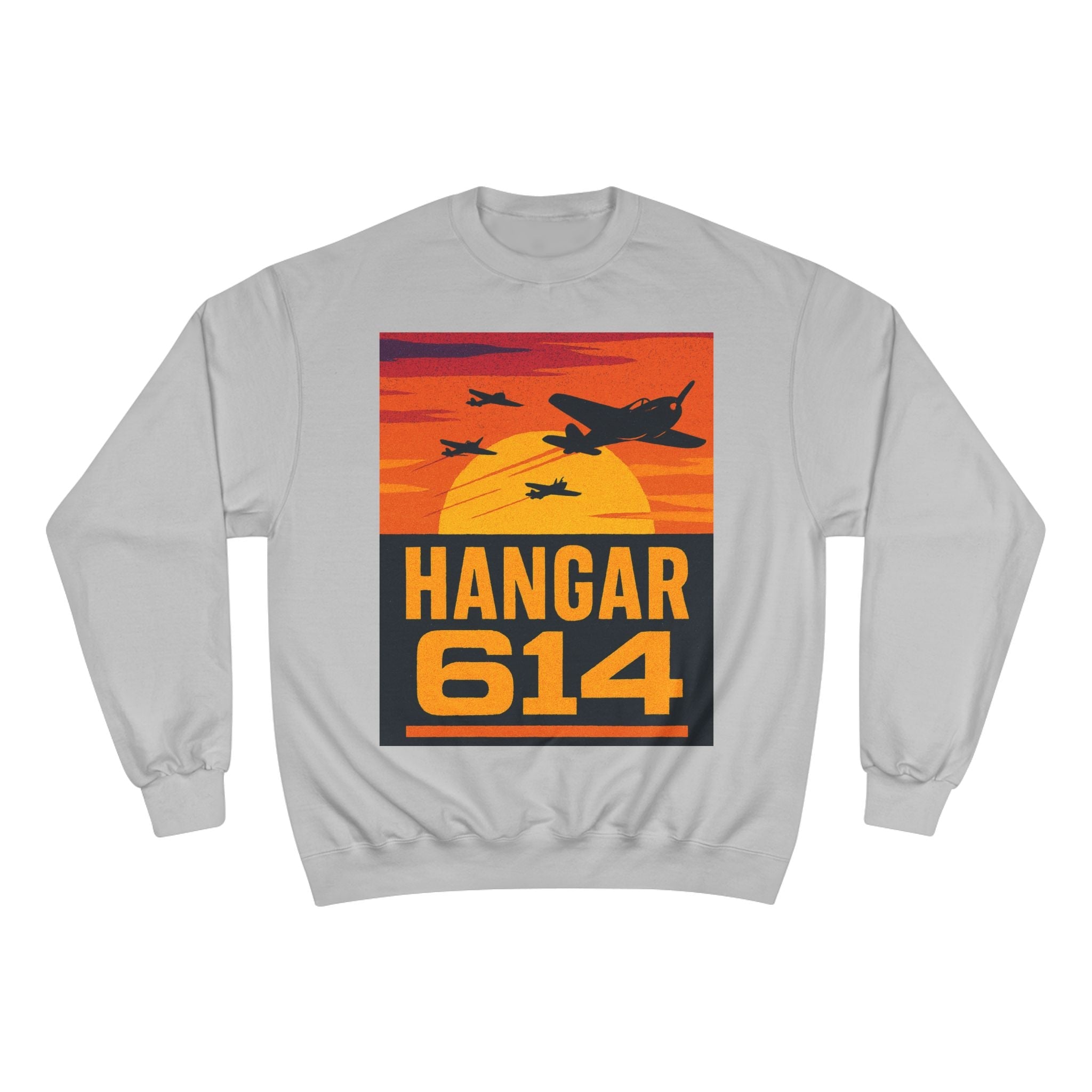 Hangar 614 Sunset Crew Sweatshirt — 'The Flight Crew Lives Here' Aviation Pullover - Hangar 614