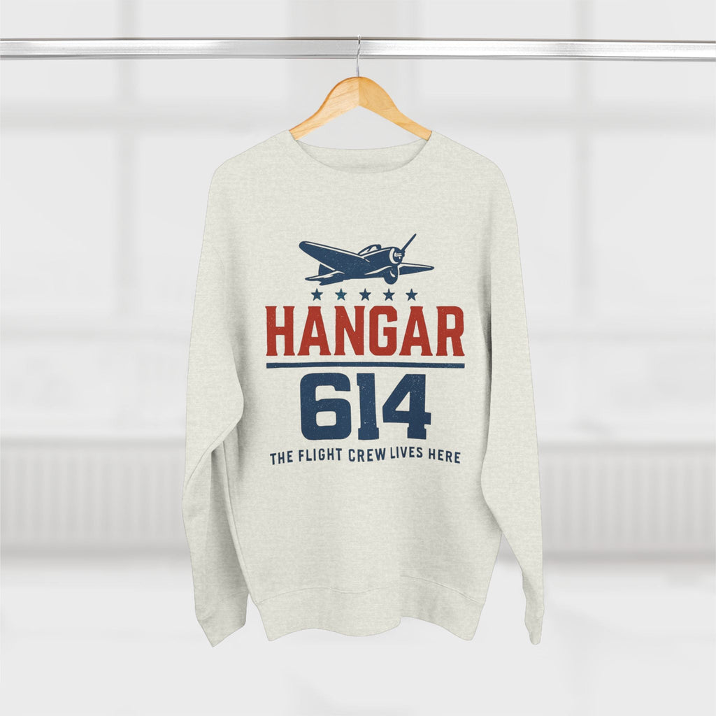 Hangar 614 Vintage Crewneck Sweatshirt — Retro Airplane Flight Crew Graphic - Hangar 614