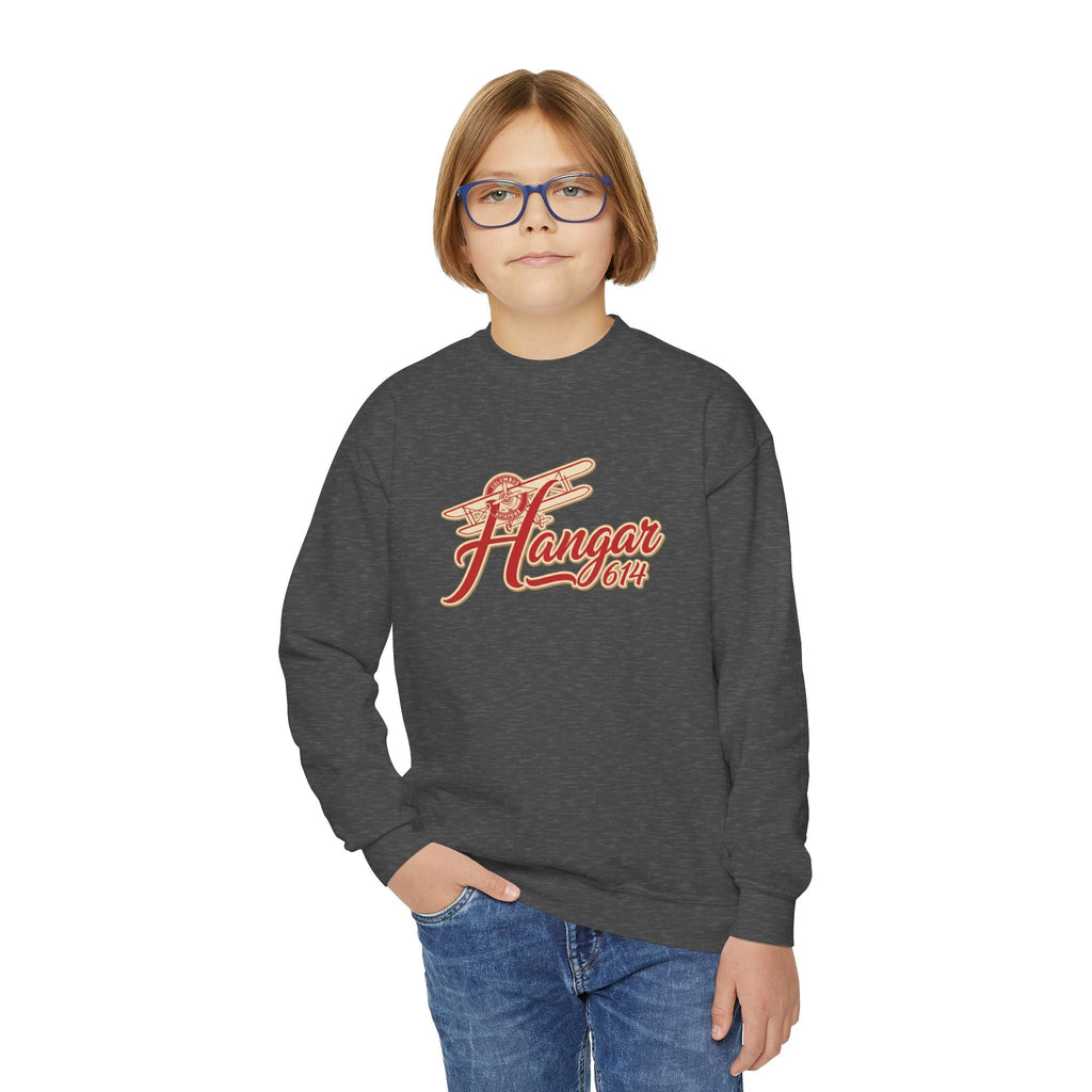 Hangar 614 Youth Crewneck Sweatshirt | Cozy Flight Crew Sweatshirt for Kids | Airplane Lover Gift | Fun Traveling Apparel | Comfortable Winter [...] - Hangar 614