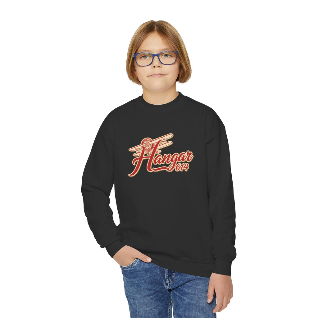 Hangar 614 Youth Crewneck Sweatshirt | Cozy Flight Crew Sweatshirt for Kids | Airplane Lover Gift | Fun Traveling Apparel | Comfortable Winter [...] - Hangar 614