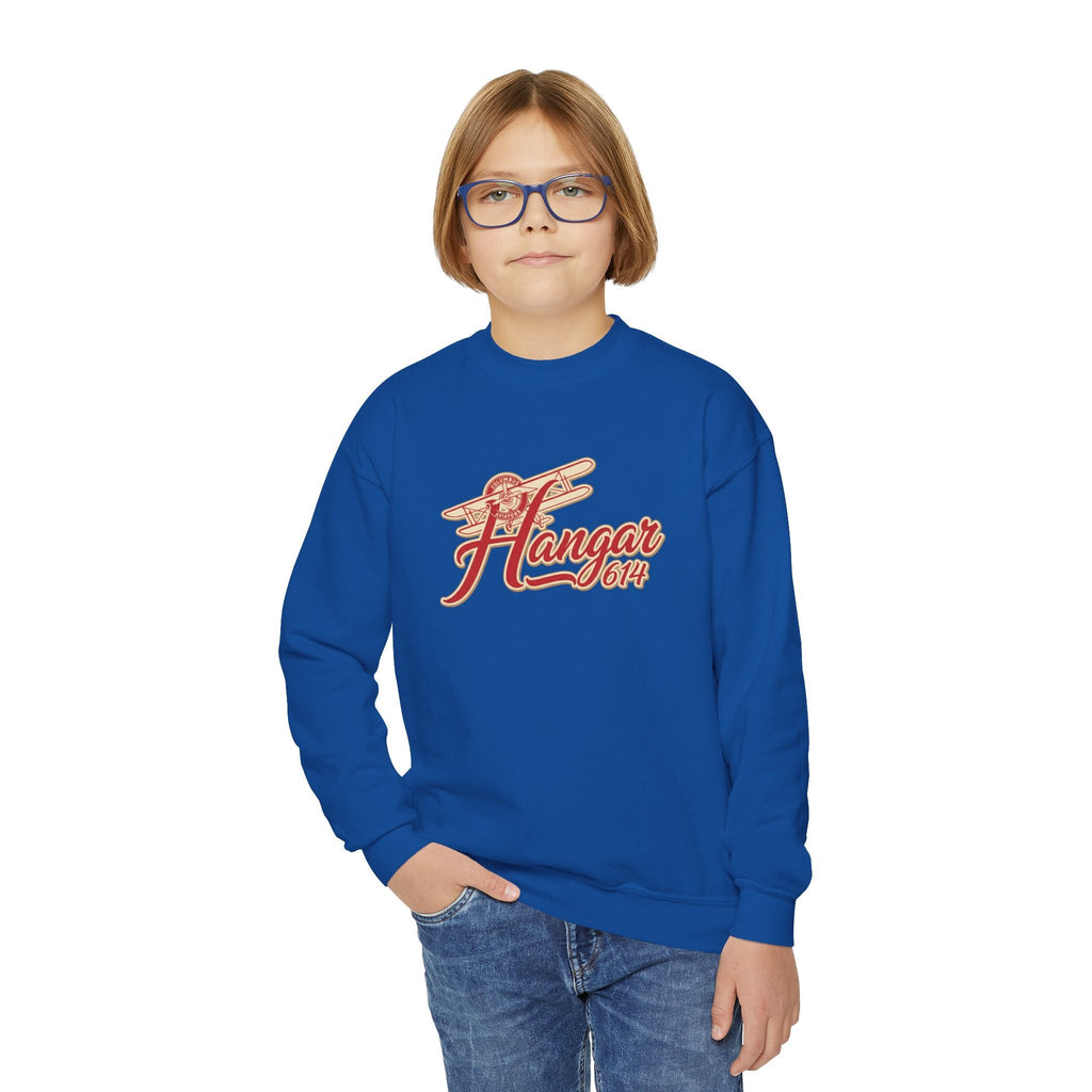 Hangar 614 Youth Crewneck Sweatshirt | Cozy Flight Crew Sweatshirt for Kids | Airplane Lover Gift | Fun Traveling Apparel | Comfortable Winter [...] - Hangar 614