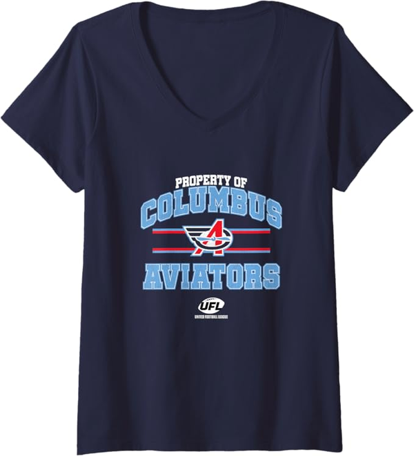 Women's Property of Columbus Aviators - Columbus V-Neck T-Shirt Hangar 614