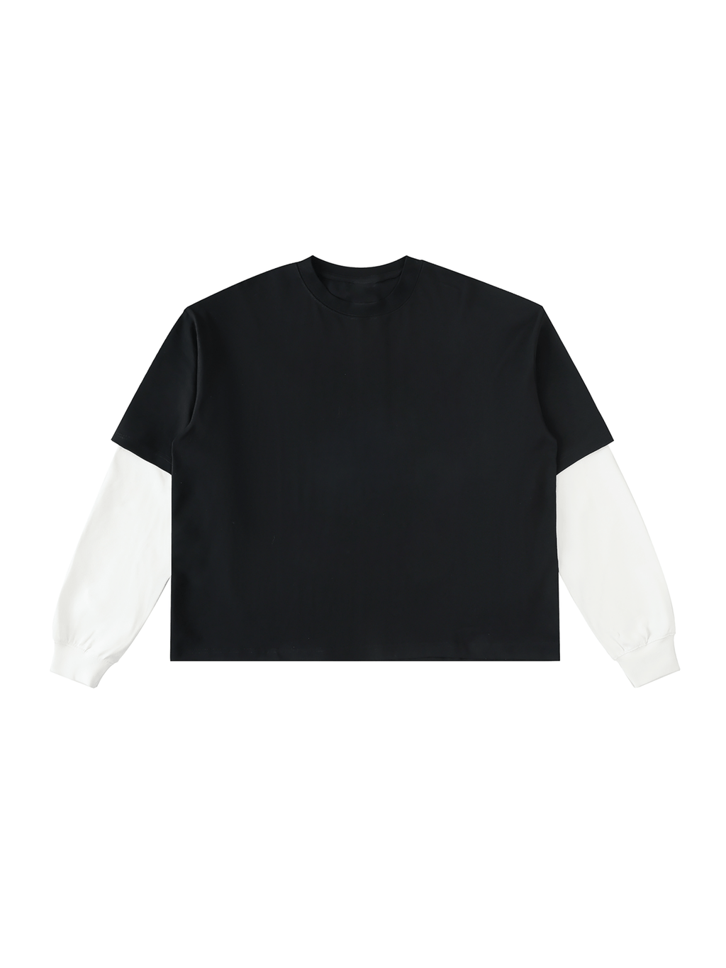 Layered Contrast Sleeve Cotton T-Shirt - Hangar 614