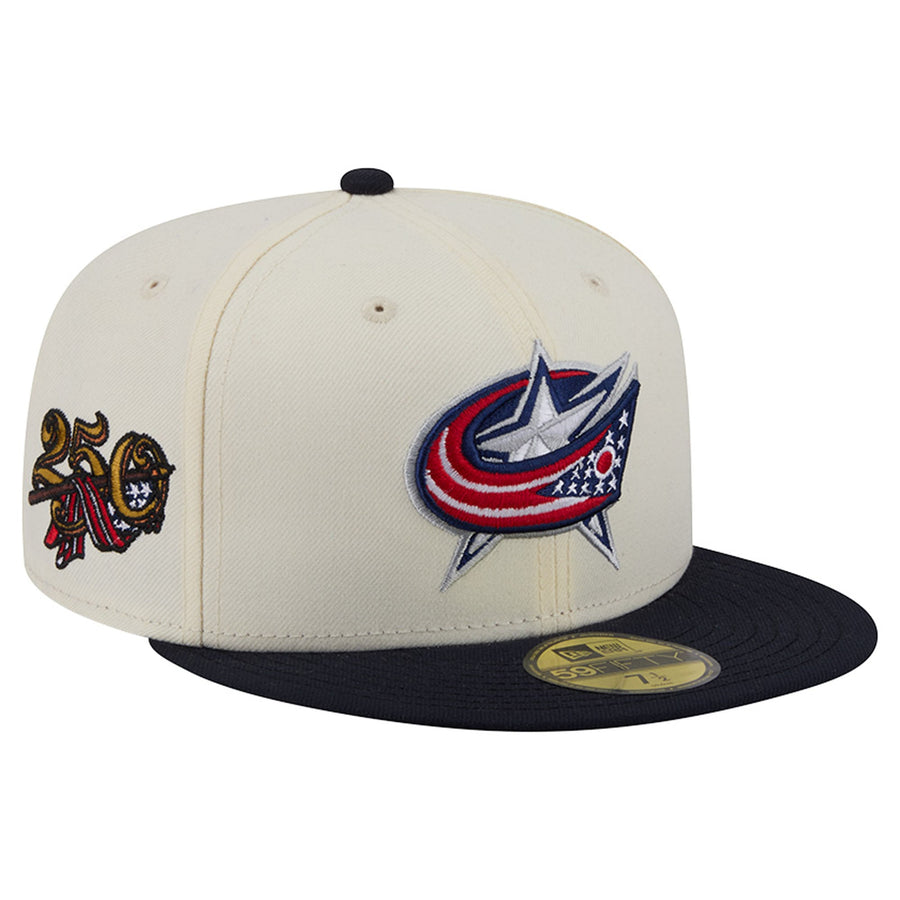 Columbus Blue Jackets New Era America's 250th Two-Tone 59FIFTY Fitted Hat - Cream