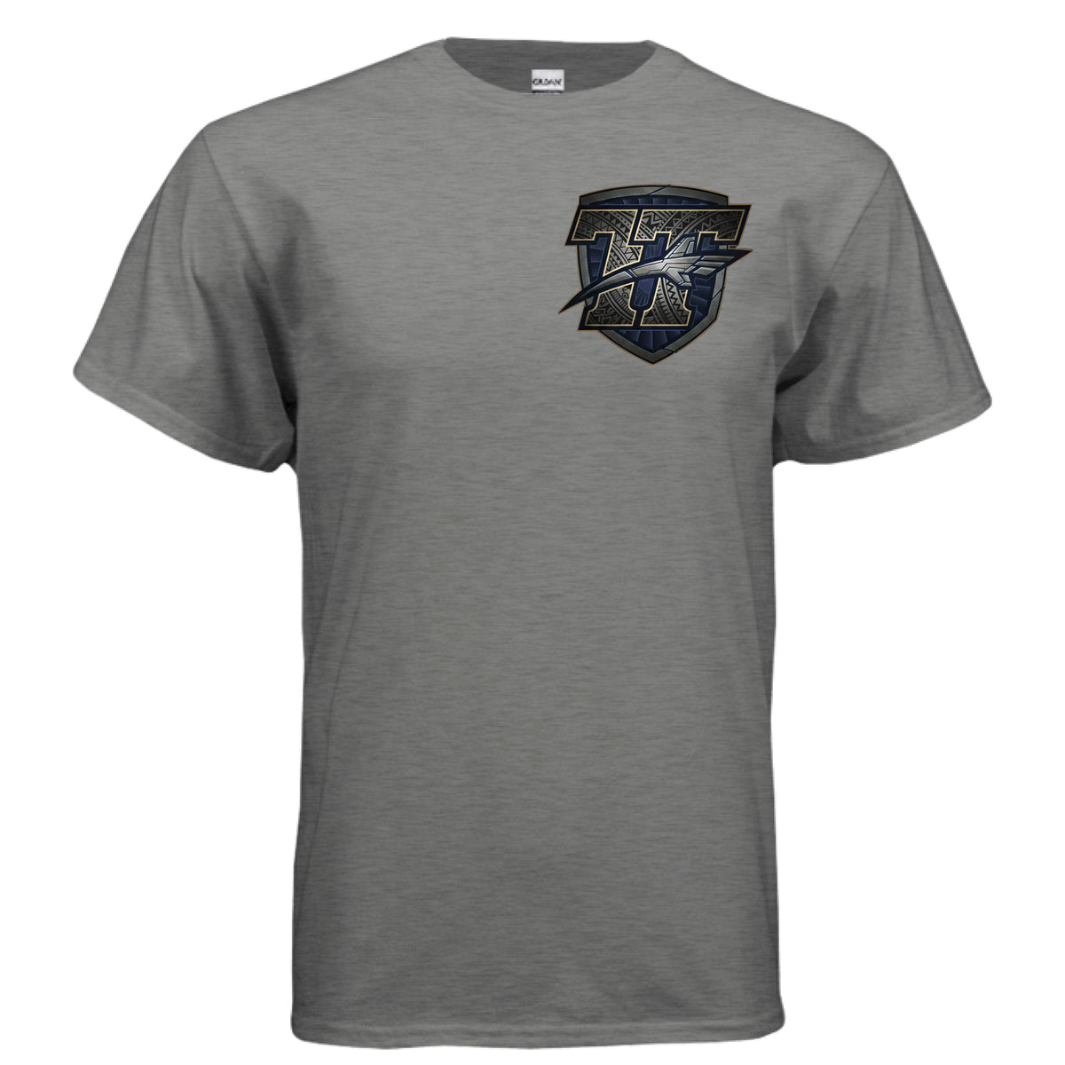 Graphite Heather Toa Taua Chest Patch Tee — product view