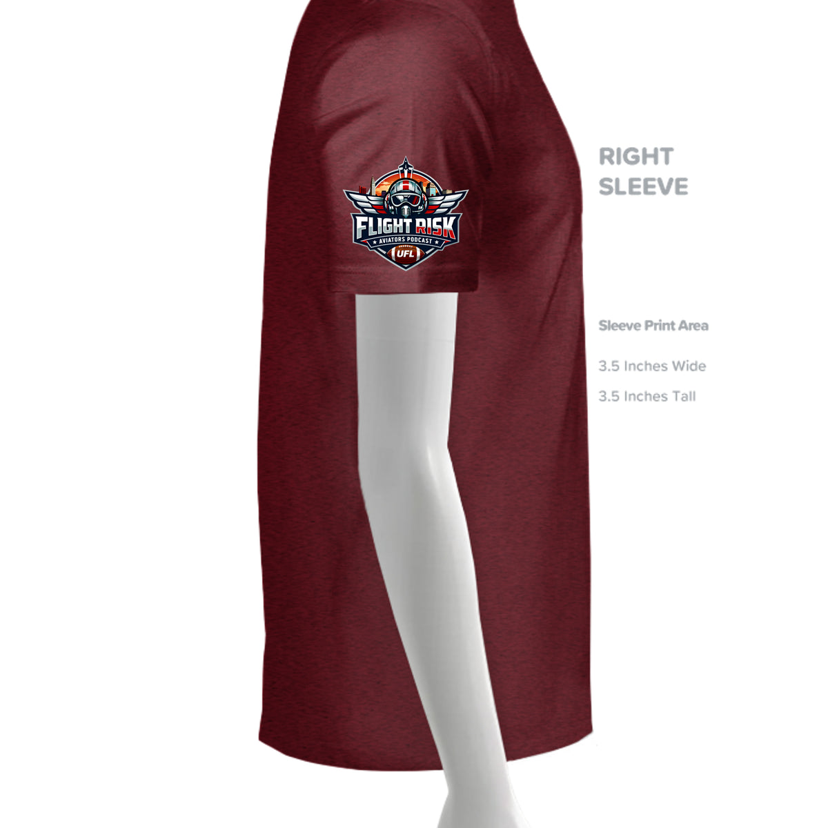 Right sleeve of Cockpit Strap In T-shirt with Flight Crew patch artwork
