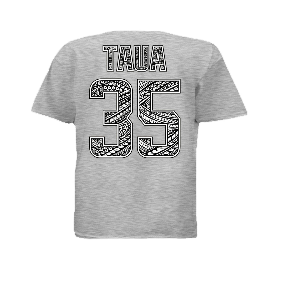 Back of ash Ground Crew Crush youth T-shirt with TAUA 35