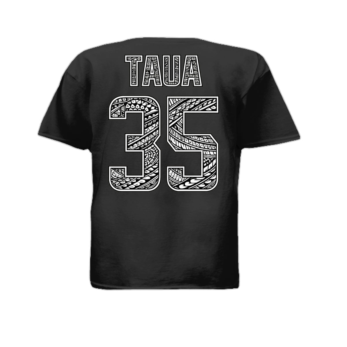 Back of black Ground Crew Crush youth T-shirt with TAUA 35