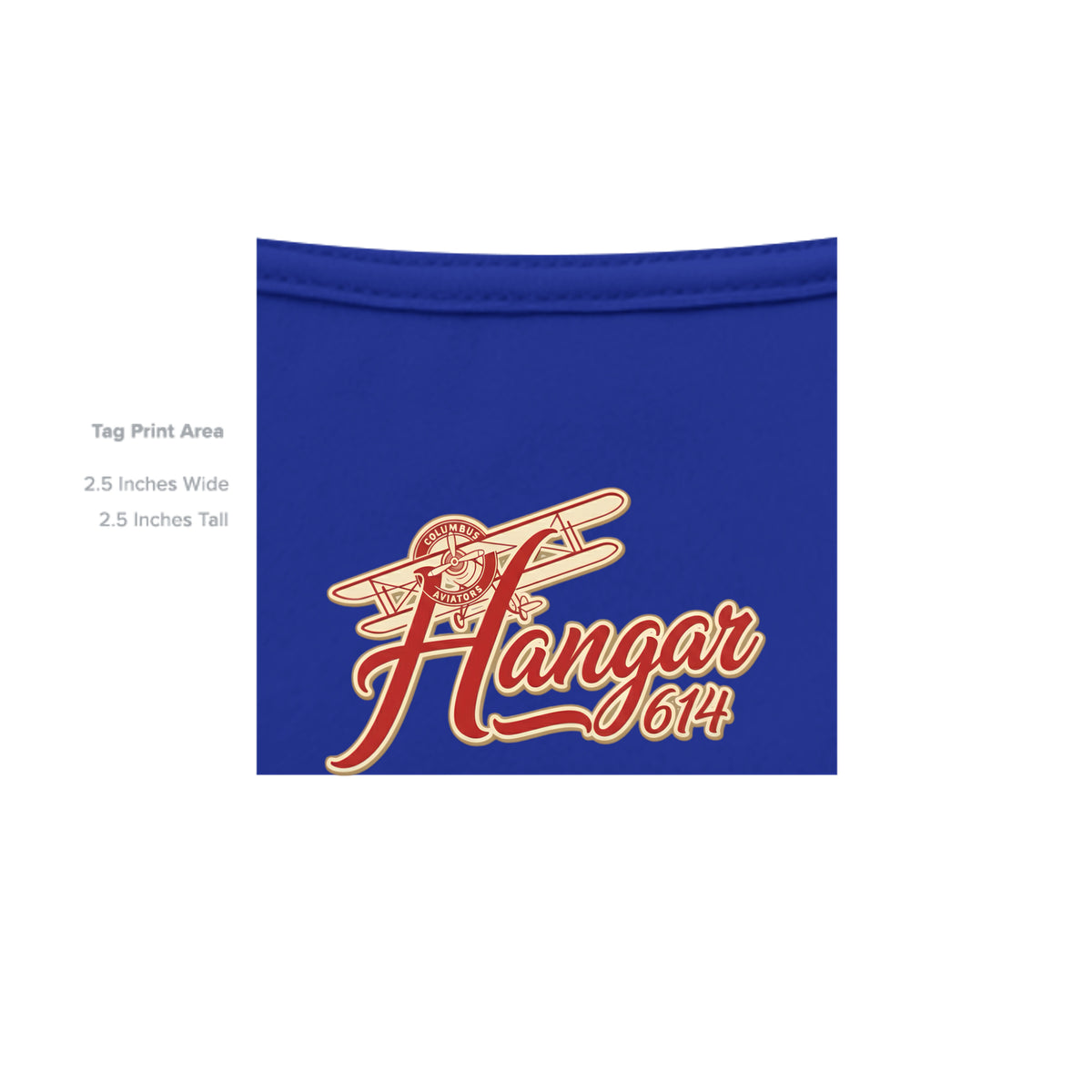 Inside neck print of royal Ground Crew Crush youth T-shirt