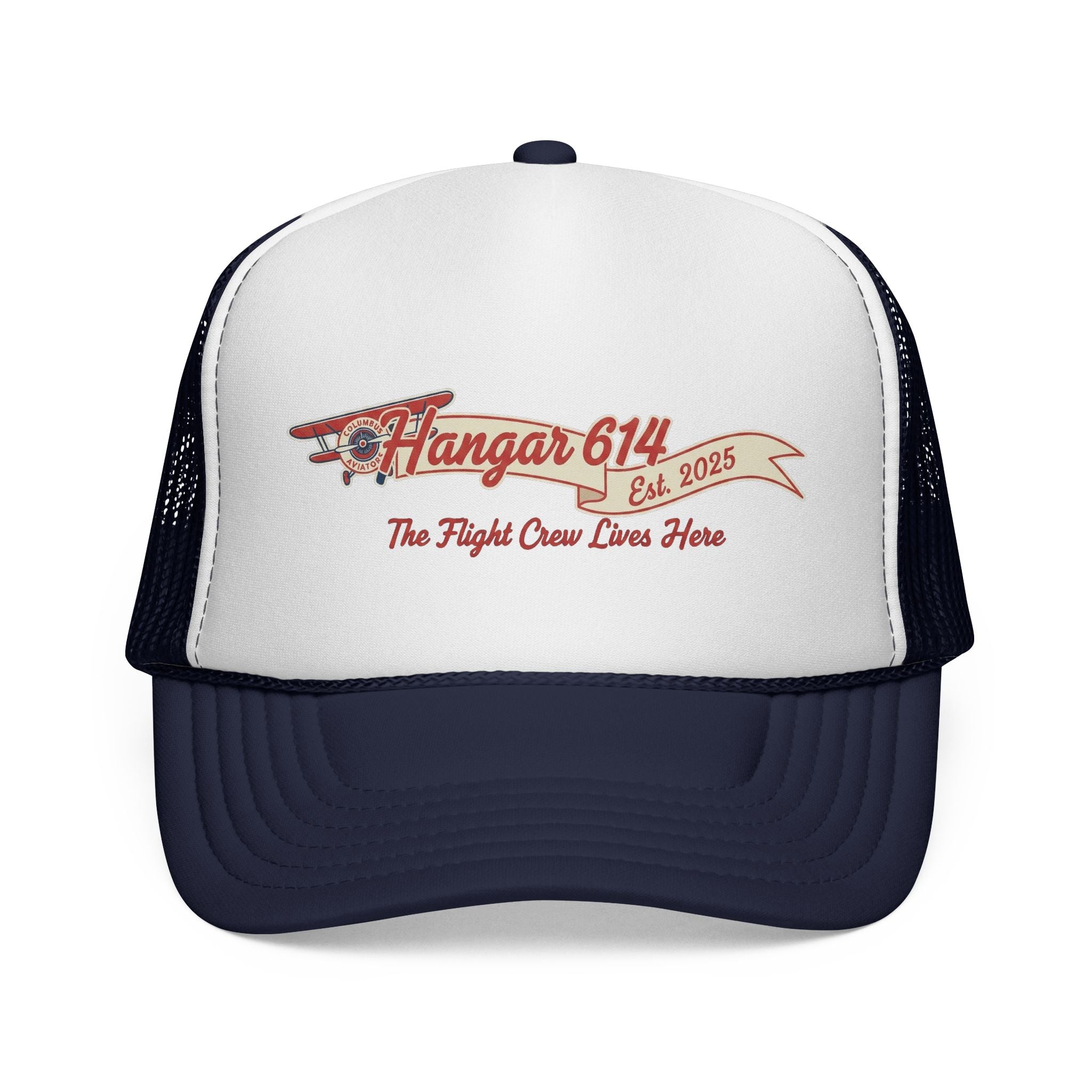 Trucker Cap "Hangar 614" Vintage Aviation Mesh Hat — Est. 2025 - Hangar 614
